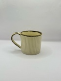 Kubek ceramiczny, kremowy , żłobiony ok 300ml
