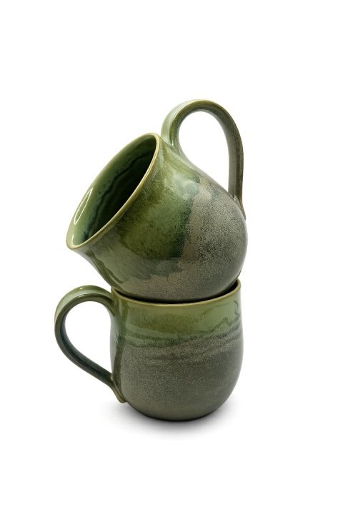 Kubek ceramiczny 450 ml – zielone szkliwo efektowe