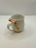 Uroczy kubek ceramiczny z jasnoróżową kokardką ok 250ml