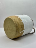 Wazon ceramiczny z uchami 16 cm biało-beżowy nakrapiany